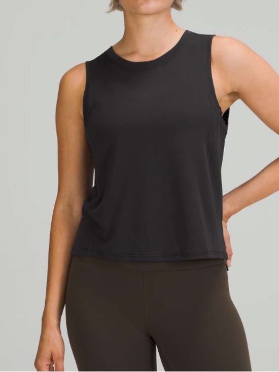 lululemon athletica Tops - Lululemon Black Train To Be Tank Top Crop Mesh Neutral Workout Running Gym Sz 12
